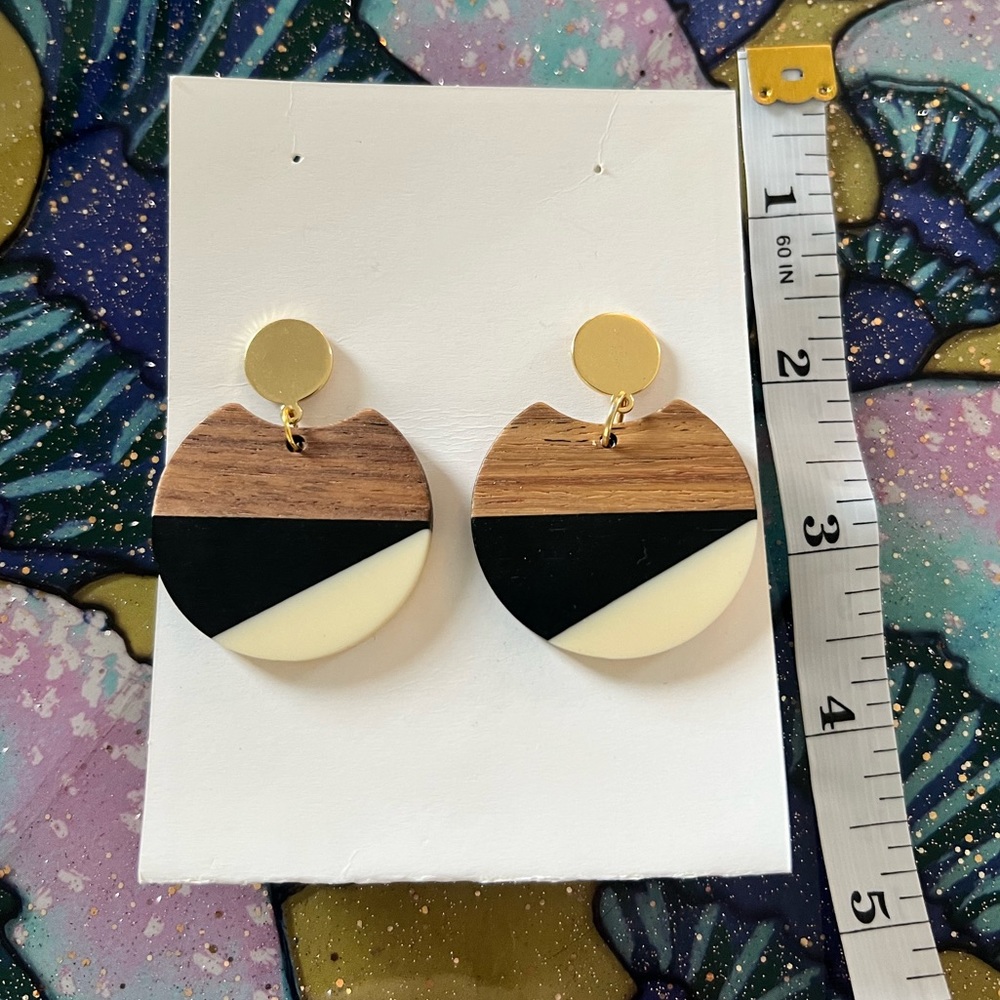 Gold, Acrylic & Wood Earrings